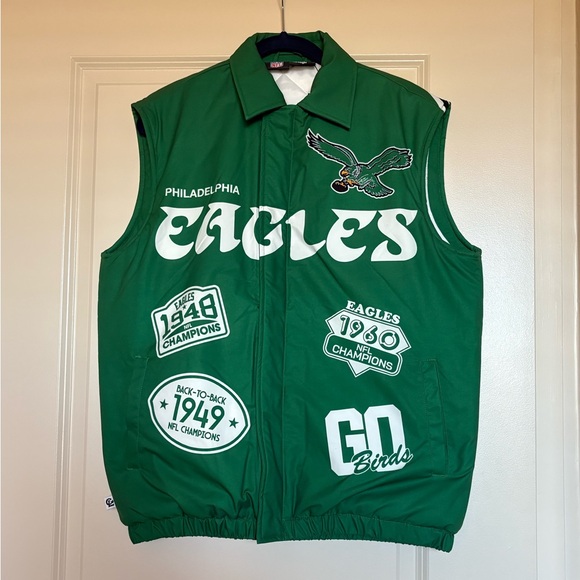Chalk Line Philadelphia Eagles Kelly Green Big Logo Puffer Vest Size S - Picture 2 of 5